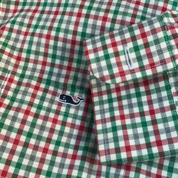 Vineyard vines Tin one pocket plaid green and red long sleeves shirt men’s Small - Picture 4 of 13